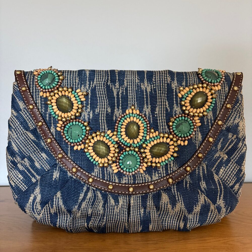 Rafe new york blue pattern turquoise beaded bag
